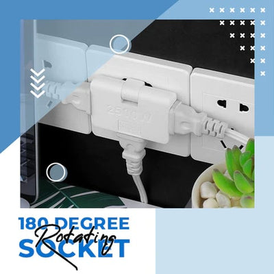 180 Degree Rotating Socket  3 in 1 Way Flat Wall Outlet